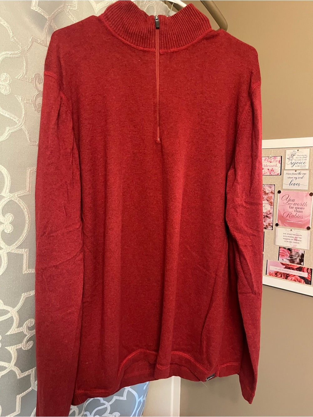 Eddie Bauer Men's Red Half-Zip Sweater, New Condition